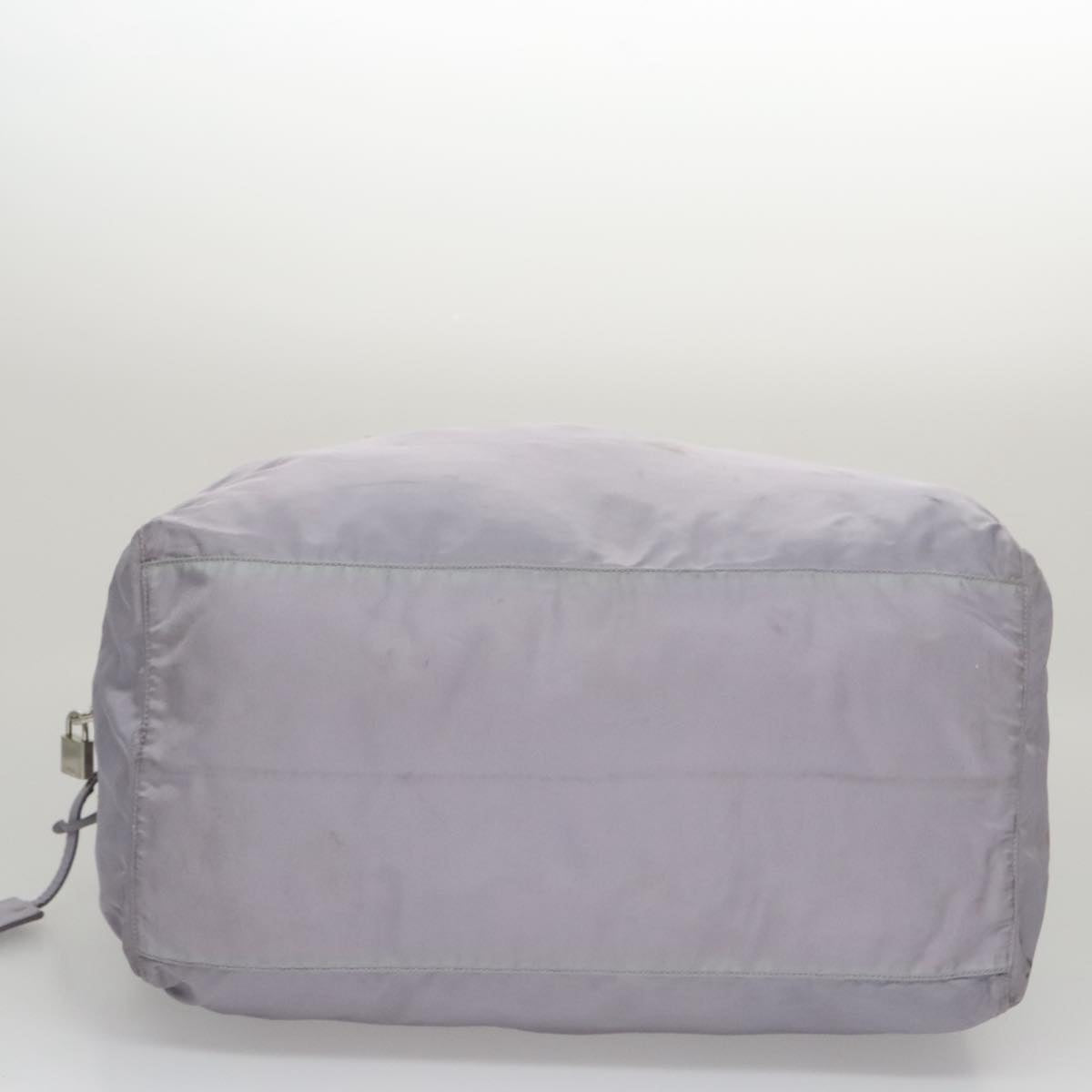 PRADA Boston Bag Nylon Purple Beige Silver Auth 106164