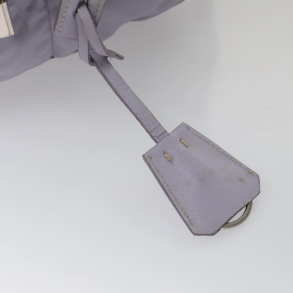 PRADA Boston Bag Nylon Purple Beige Silver Auth 106164