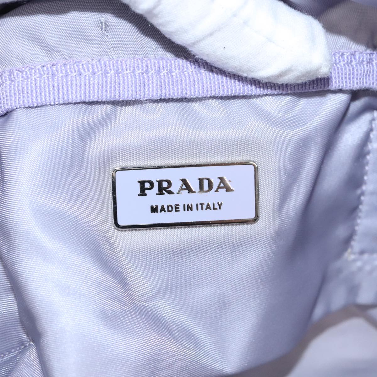 PRADA Boston Bag Nylon Purple Beige Silver Auth 106164