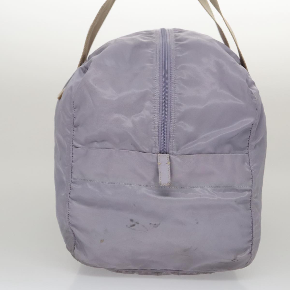 PRADA Boston Bag Nylon Purple Beige Silver Auth 106164