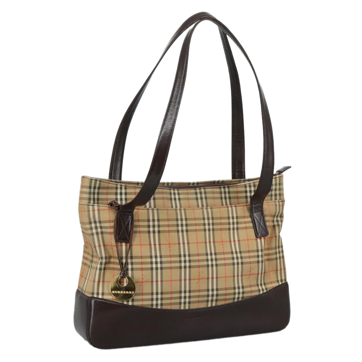 BURBERRY Nova Check Shoulder Bag Canvas Beige Auth 106188