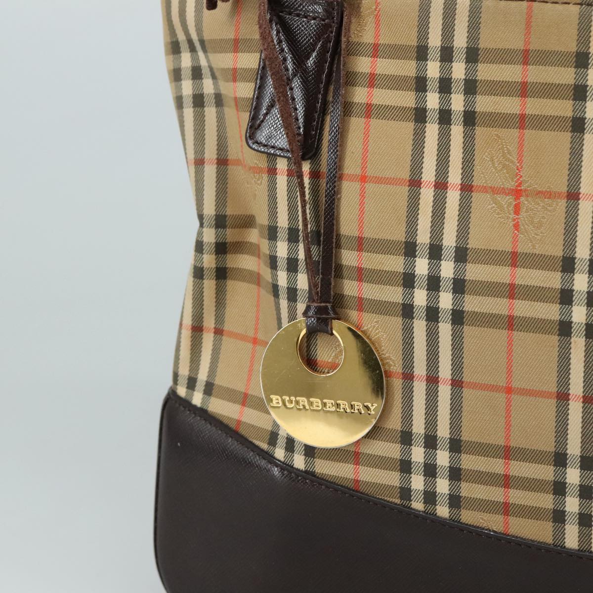 BURBERRY Nova Check Shoulder Bag Canvas Beige Auth 106188