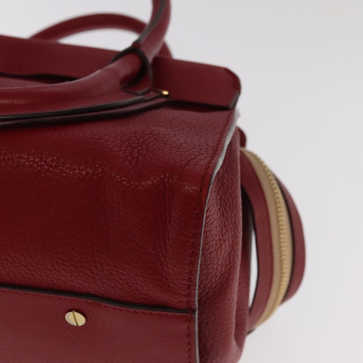 Chloe Mercy Hand Bag Leather 2way Red Gold Auth 106233