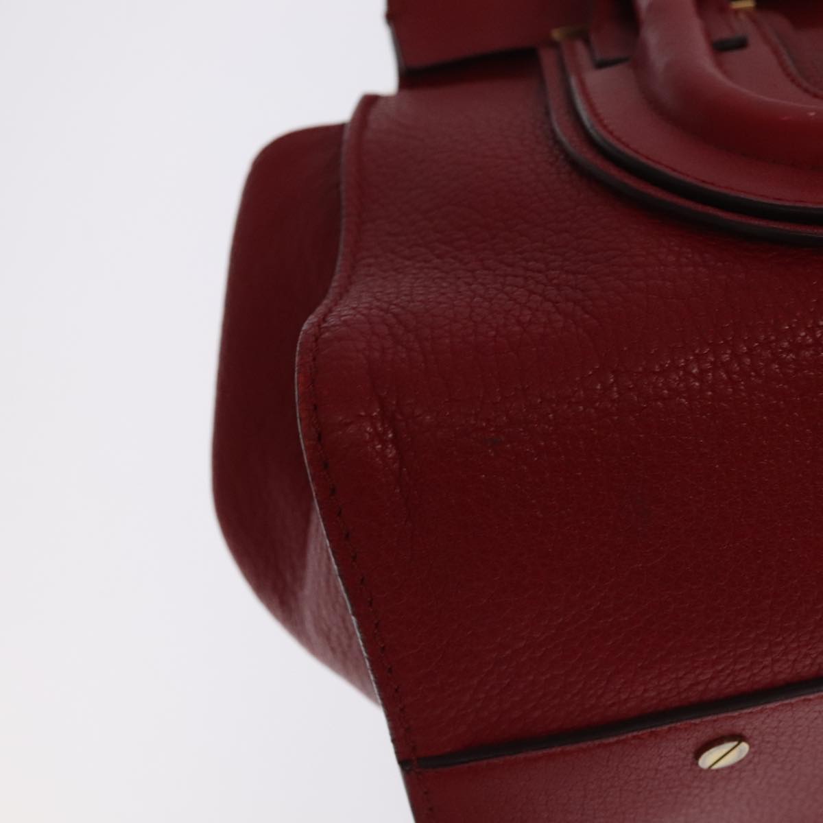 Chloe Mercy Hand Bag Leather 2way Red Gold Auth 106233