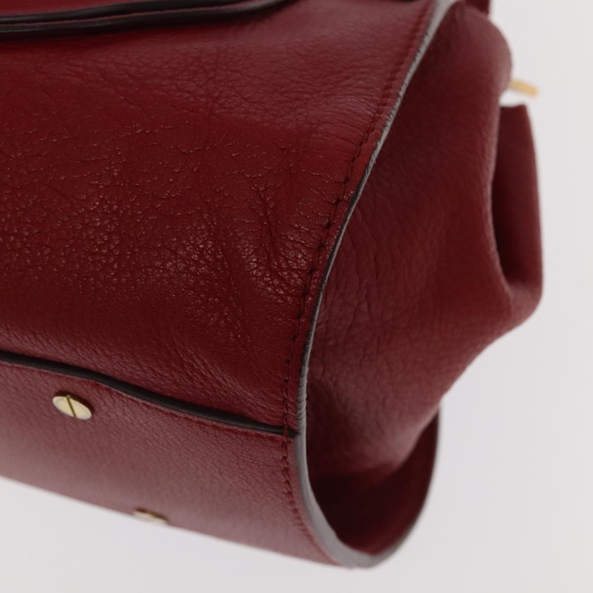 Chloe Mercy Hand Bag Leather 2way Red Gold Auth 106233