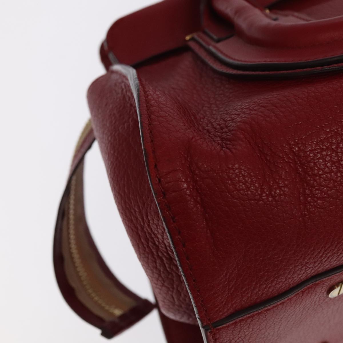 Chloe Mercy Hand Bag Leather 2way Red Gold Auth 106233