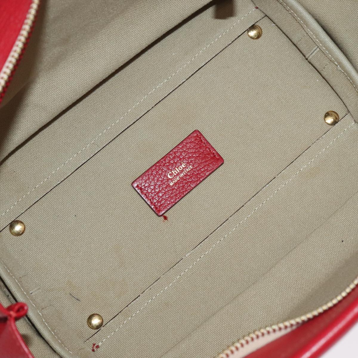 Chloe Mercy Hand Bag Leather 2way Red Gold Auth 106233