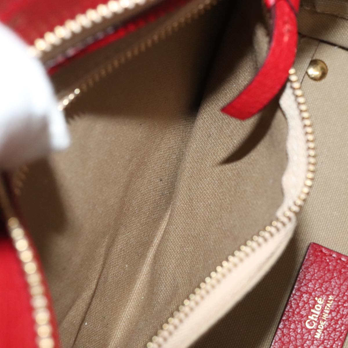 Chloe Mercy Hand Bag Leather 2way Red Gold Auth 106233