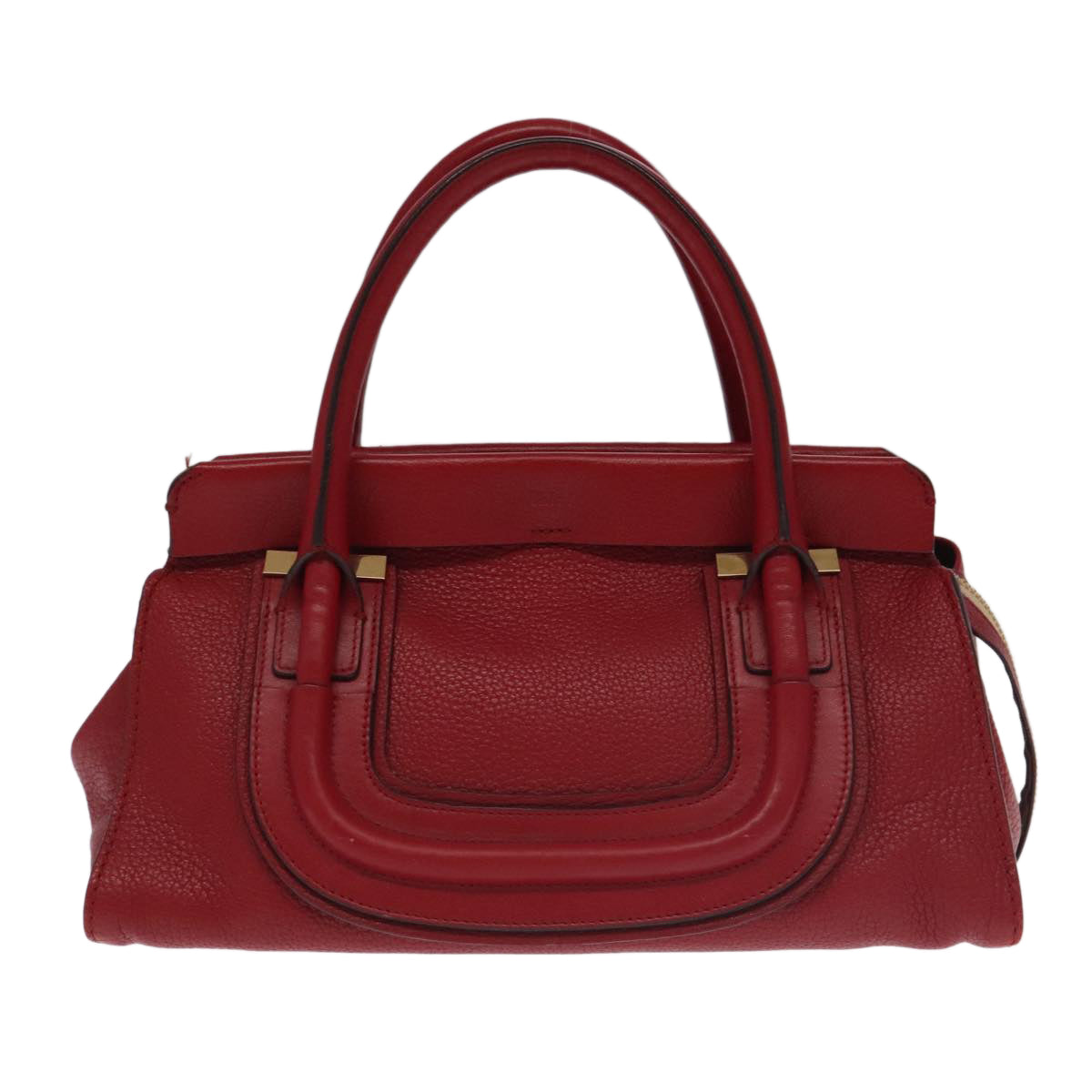 Chloe Mercy Hand Bag Leather 2way Red Gold Auth 106233