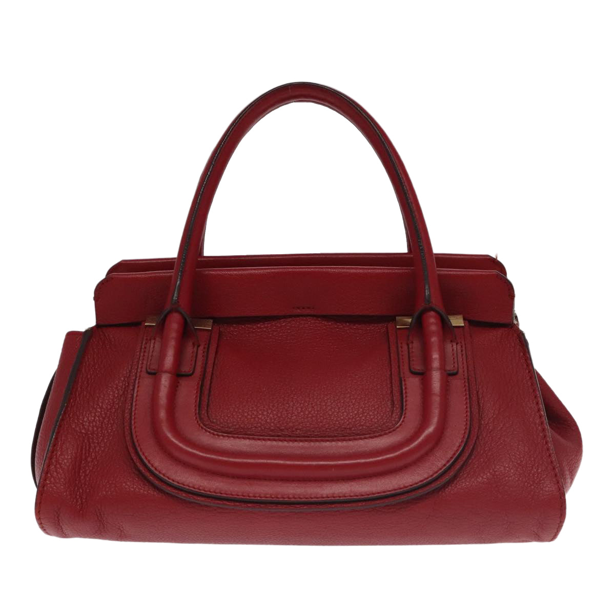 Chloe Mercy Hand Bag Leather 2way Red Gold Auth 106233