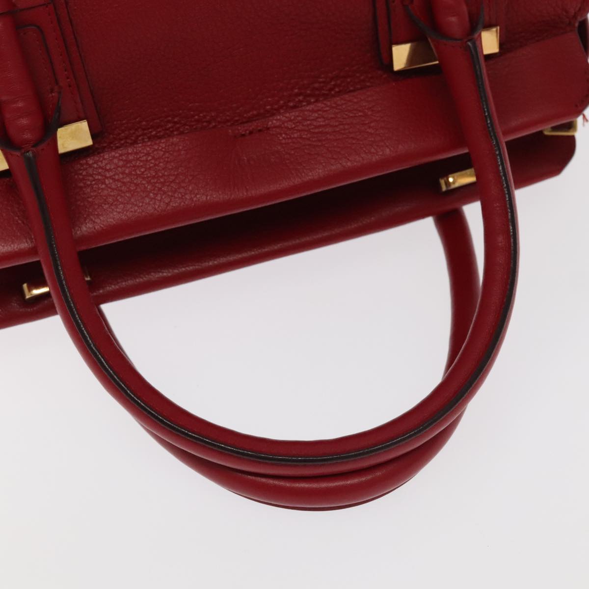 Chloe Mercy Hand Bag Leather 2way Red Gold Auth 106233