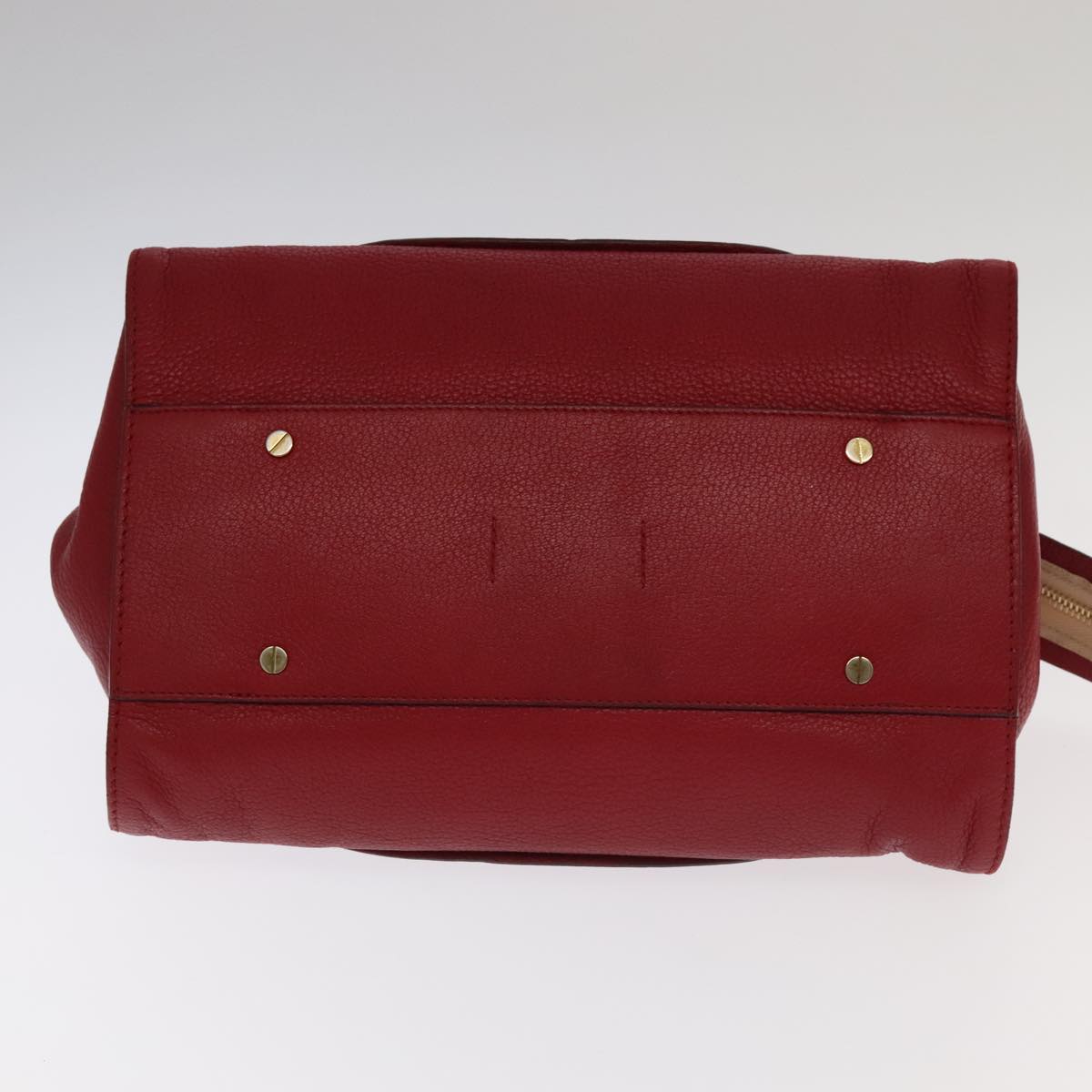 Chloe Mercy Hand Bag Leather 2way Red Gold Auth 106233
