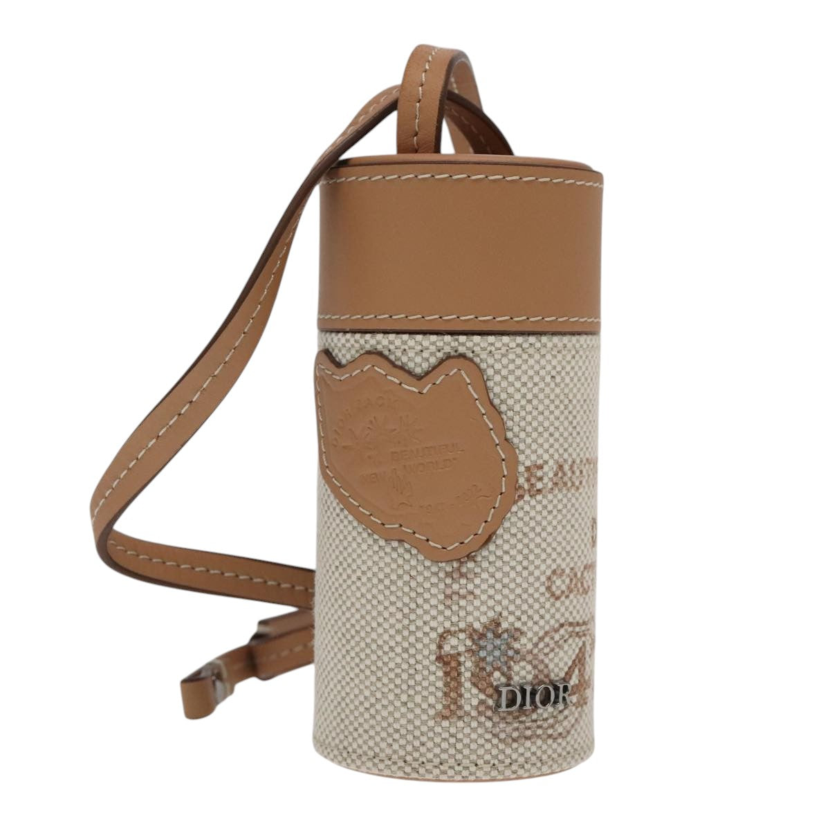 Christian Dior Roller Pouch Cactus Jack Canvas Leather Beige Auth 106248V