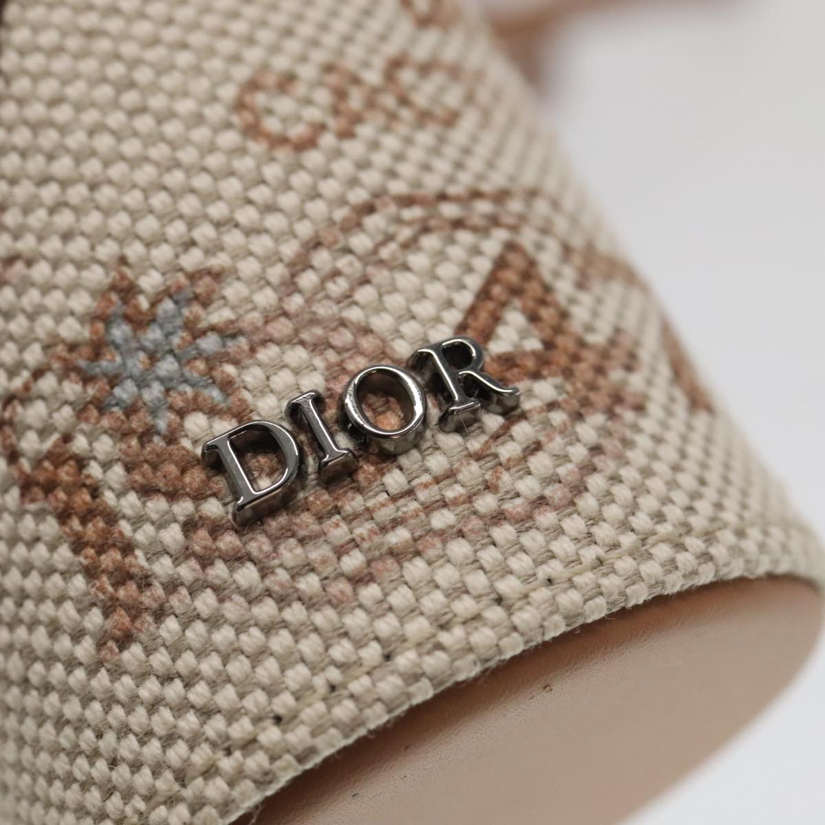 Christian Dior Roller Pouch Cactus Jack Canvas Leather Beige Auth 106248V