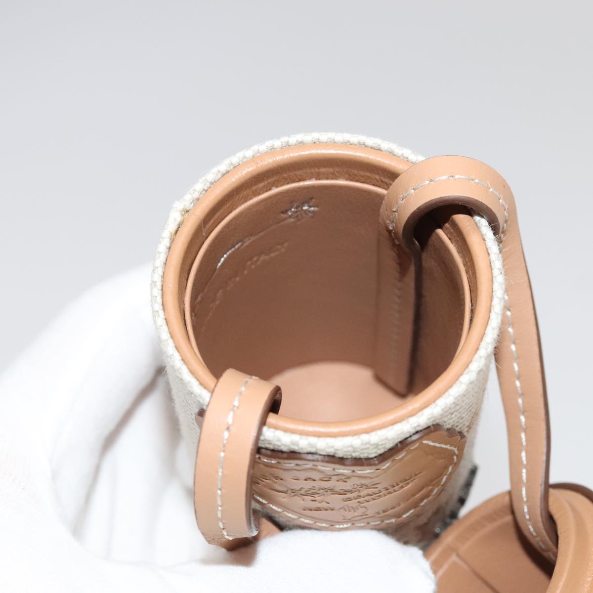 Christian Dior Roller Pouch Cactus Jack Canvas Leather Beige Auth 106248V