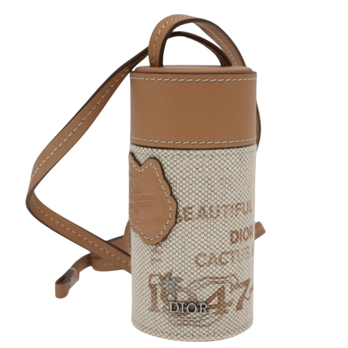 Christian Dior Roller Pouch Cactus Jack Canvas Leather Beige Auth 106248V