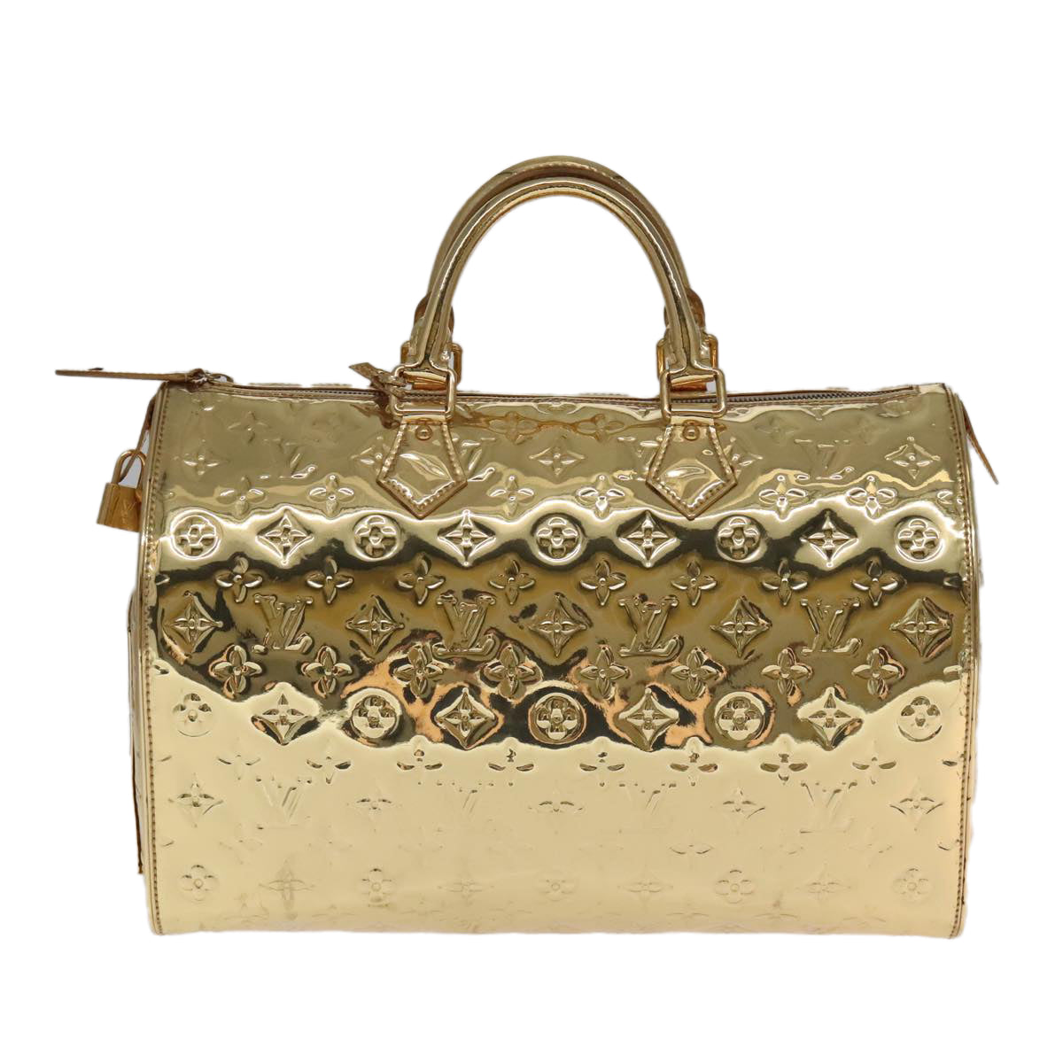 LOUIS VUITTON Monogram Miroir Speedy 35 Hand Bag Gold M95785 LV Auth 106299SM