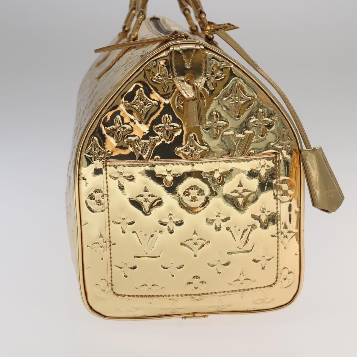LOUIS VUITTON Monogram Miroir Speedy 35 Hand Bag Gold M95785 LV Auth 106299SM