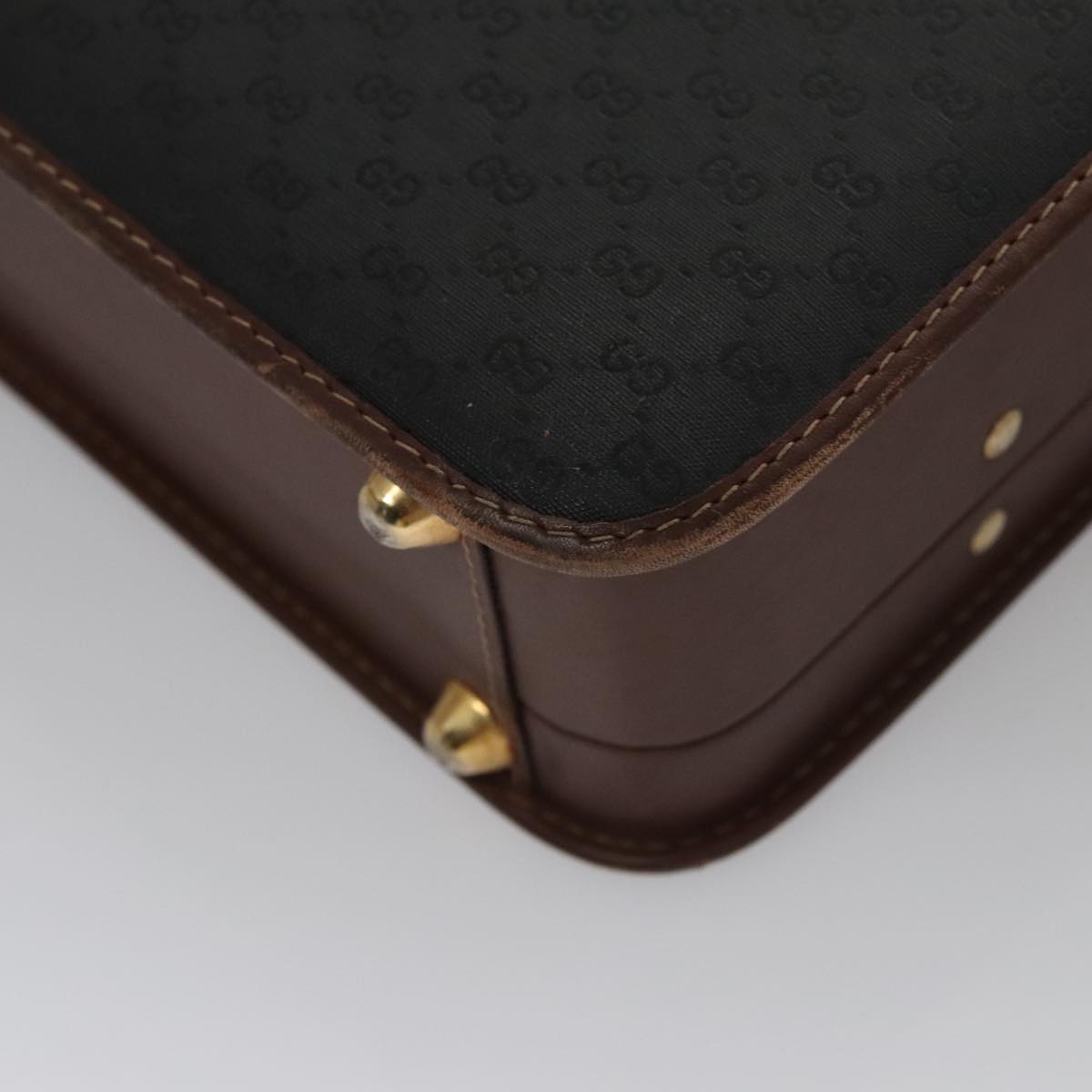 GUCCI Micro GG Canvas Trunk Black Gold Auth 106302