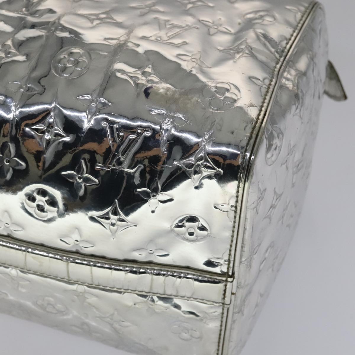 LOUIS VUITTON Monogram Miroir Speedy 35 Hand Bag Silver M95786 LV Auth 106317A