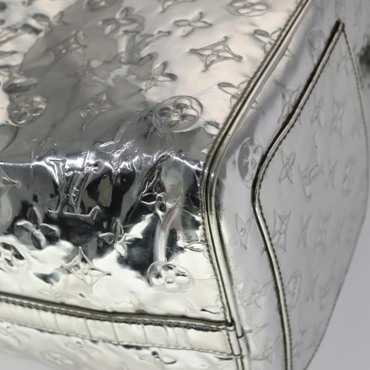 LOUIS VUITTON Monogram Miroir Speedy 35 Hand Bag Silver M95786 LV Auth 106317A