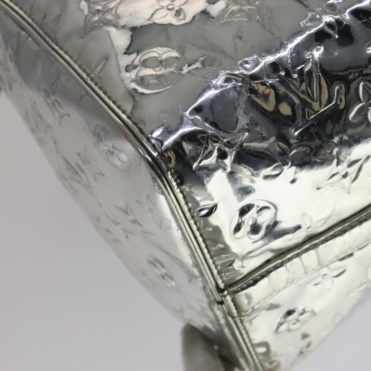 LOUIS VUITTON Monogram Miroir Speedy 35 Hand Bag Silver M95786 LV Auth 106317A
