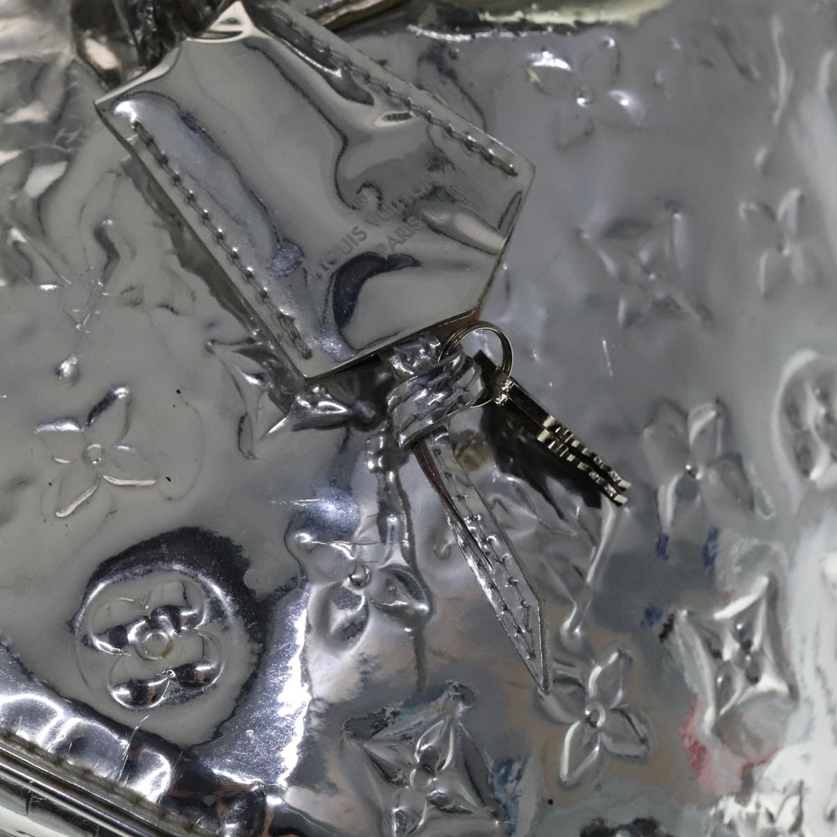 LOUIS VUITTON Monogram Miroir Speedy 35 Hand Bag Silver M95786 LV Auth 106317A