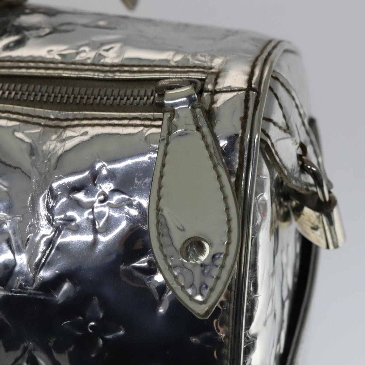 LOUIS VUITTON Monogram Miroir Speedy 35 Hand Bag Silver M95786 LV Auth 106317A