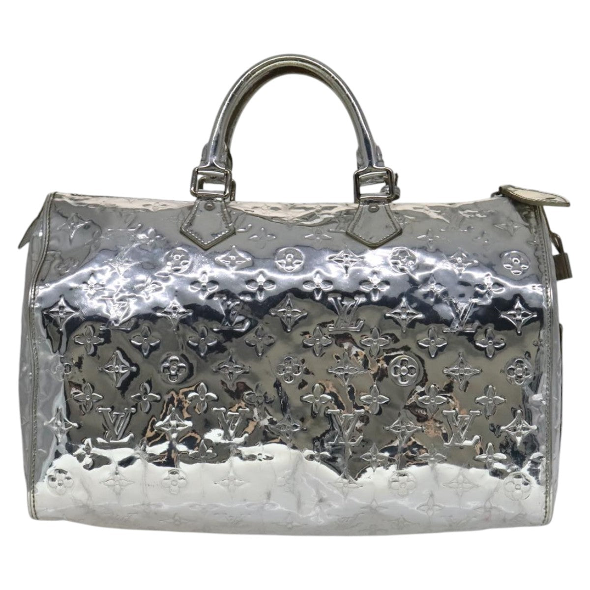 LOUIS VUITTON Monogram Miroir Speedy 35 Hand Bag Silver M95786 LV Auth 106317A