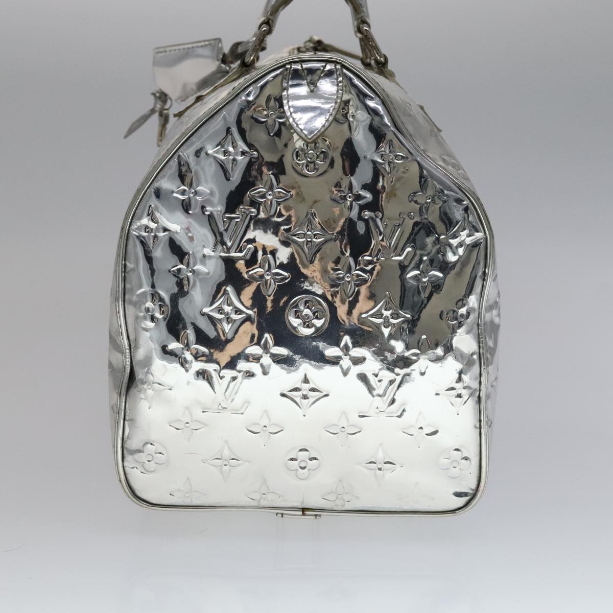 LOUIS VUITTON Monogram Miroir Speedy 35 Hand Bag Silver M95786 LV Auth 106317A