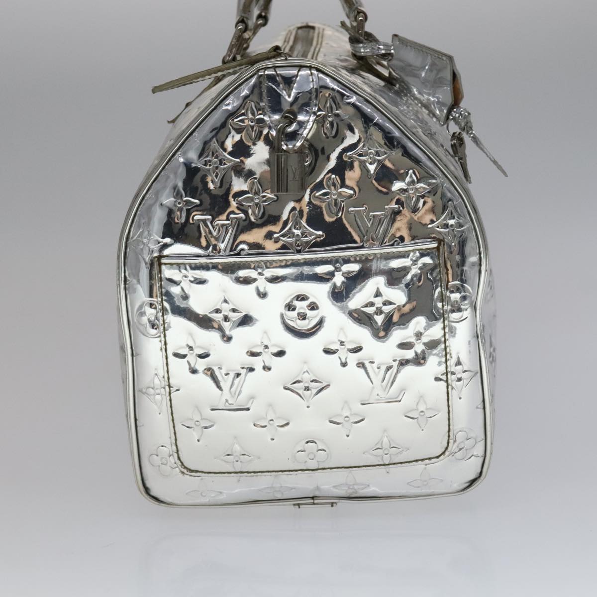 LOUIS VUITTON Monogram Miroir Speedy 35 Hand Bag Silver M95786 LV Auth 106317A