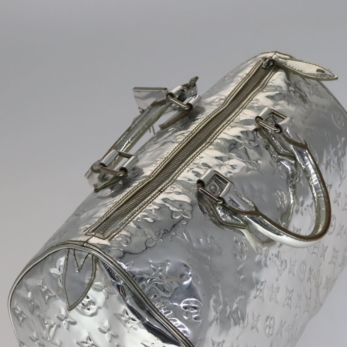 LOUIS VUITTON Monogram Miroir Speedy 35 Hand Bag Silver M95786 LV Auth 106317A