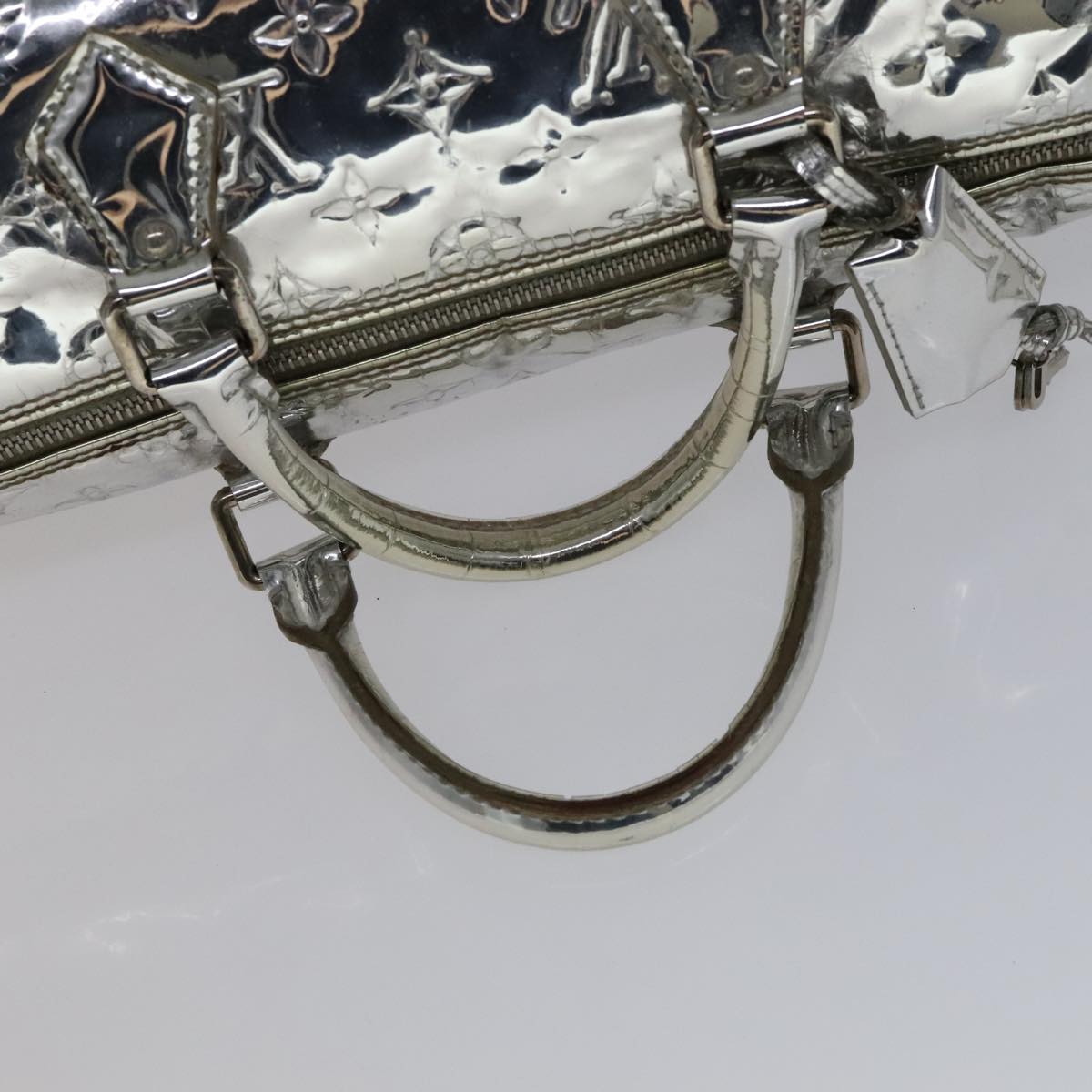 LOUIS VUITTON Monogram Miroir Speedy 35 Hand Bag Silver M95786 LV Auth 106317A