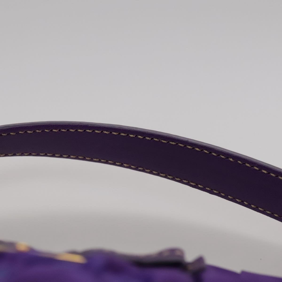 PRADA Accessory Pouch Nylon Purple Gold Auth 106340