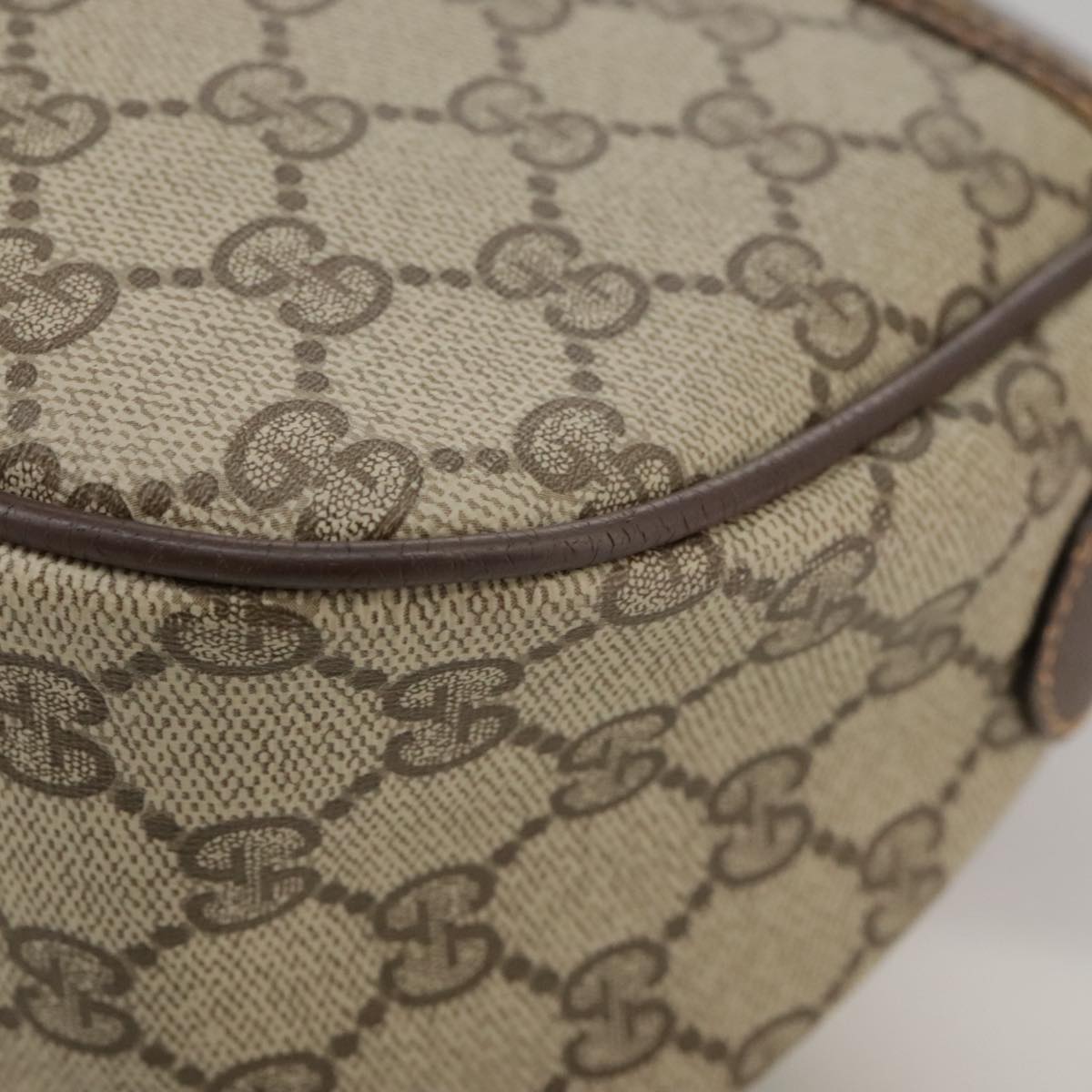 GUCCI GG Supreme Web Sherry Line Shoulder Bag PVC Beige 89 02 032 Auth 106357
