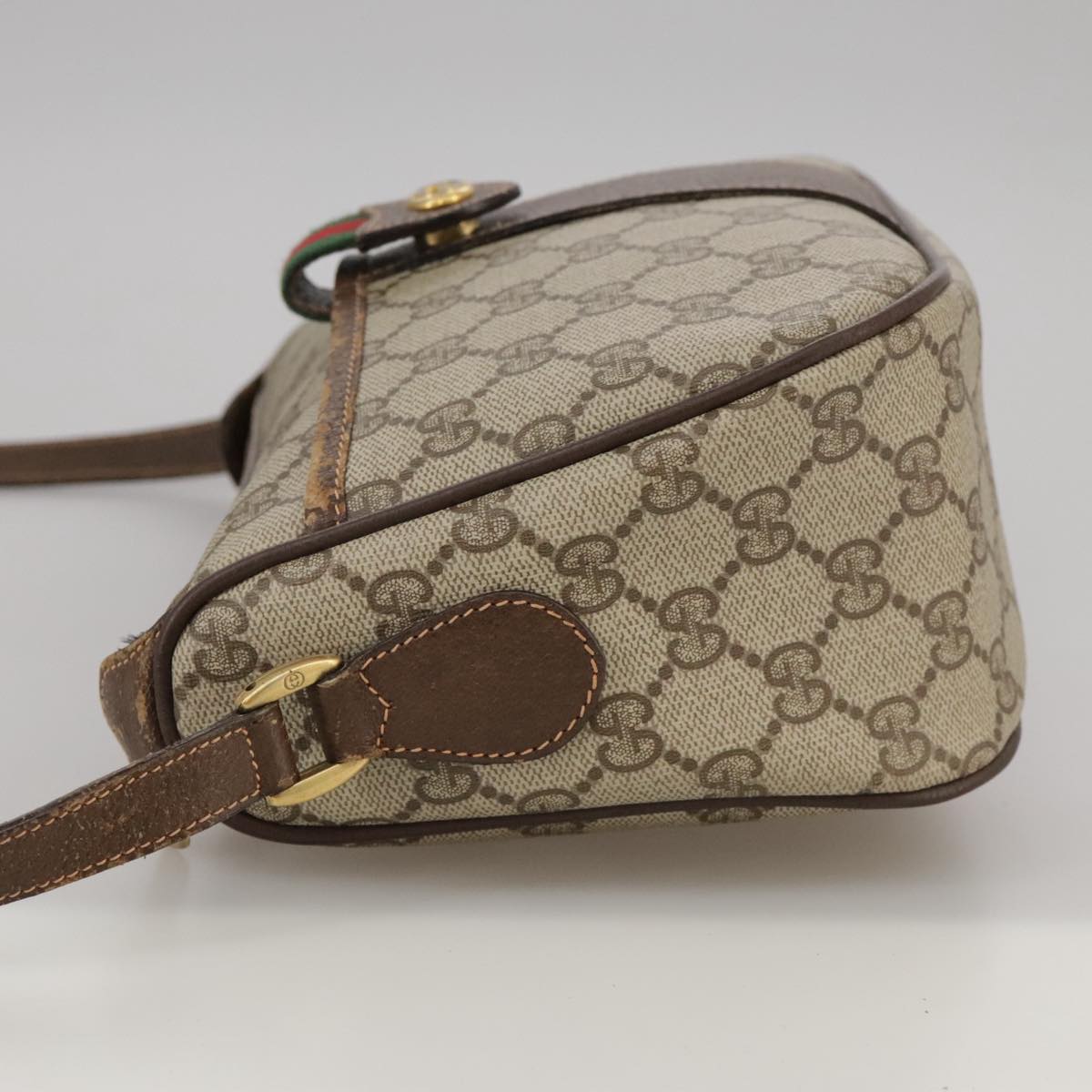 GUCCI GG Supreme Web Sherry Line Shoulder Bag PVC Beige 89 02 032 Auth 106357