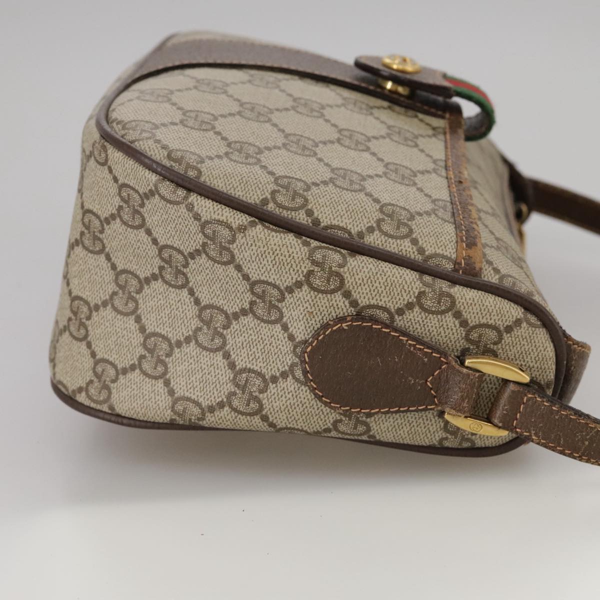 GUCCI GG Supreme Web Sherry Line Shoulder Bag PVC Beige 89 02 032 Auth 106357
