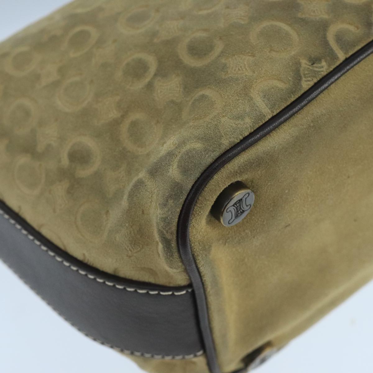 CELINE C Macadam Canvas Shoulder Bag Beige Auth 106367