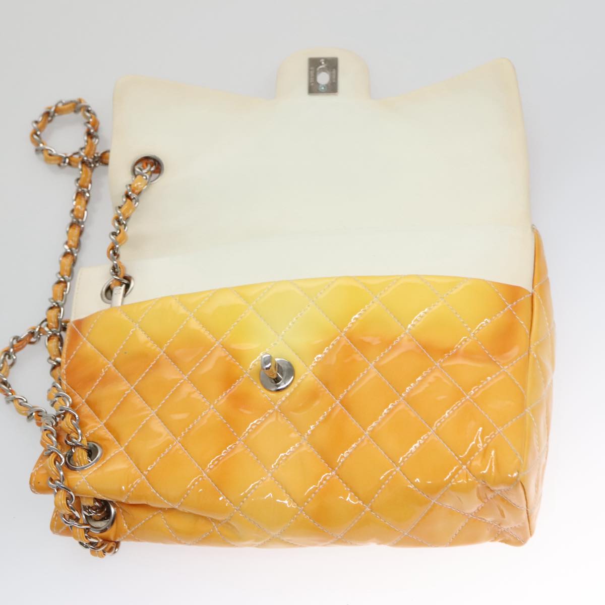 CHANEL Matelasse Chain Shoulder Bag Enamel Yellow CC Auth 106418