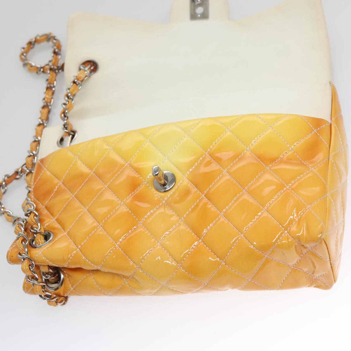 CHANEL Matelasse Chain Shoulder Bag Enamel Yellow CC Auth 106418