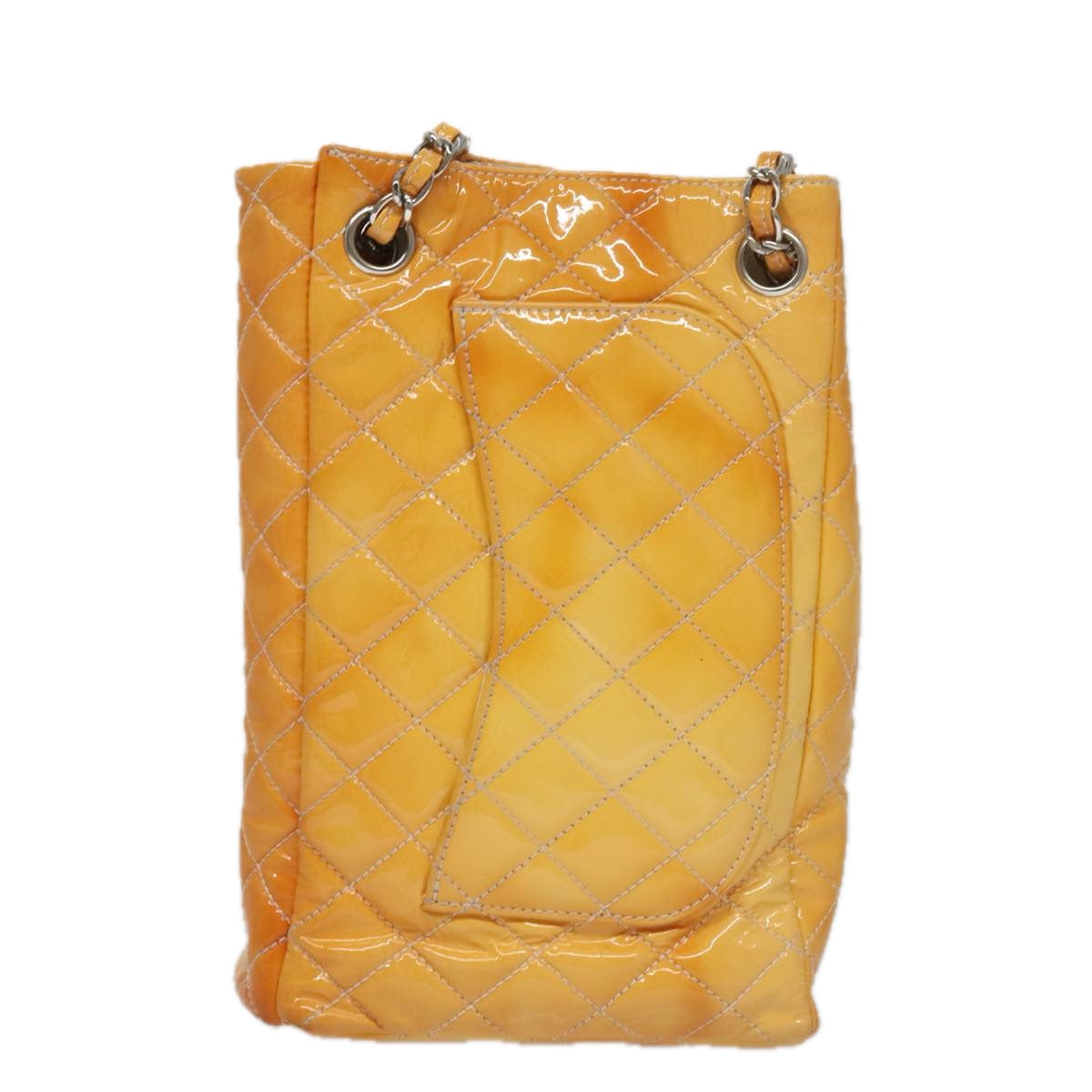 CHANEL Matelasse Chain Shoulder Bag Enamel Yellow CC Auth 106418