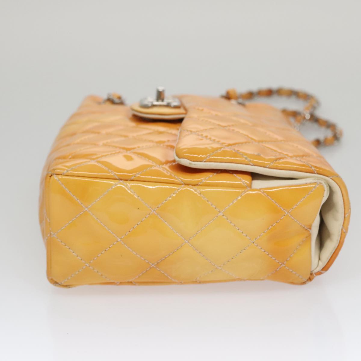 CHANEL Matelasse Chain Shoulder Bag Enamel Yellow CC Auth 106418