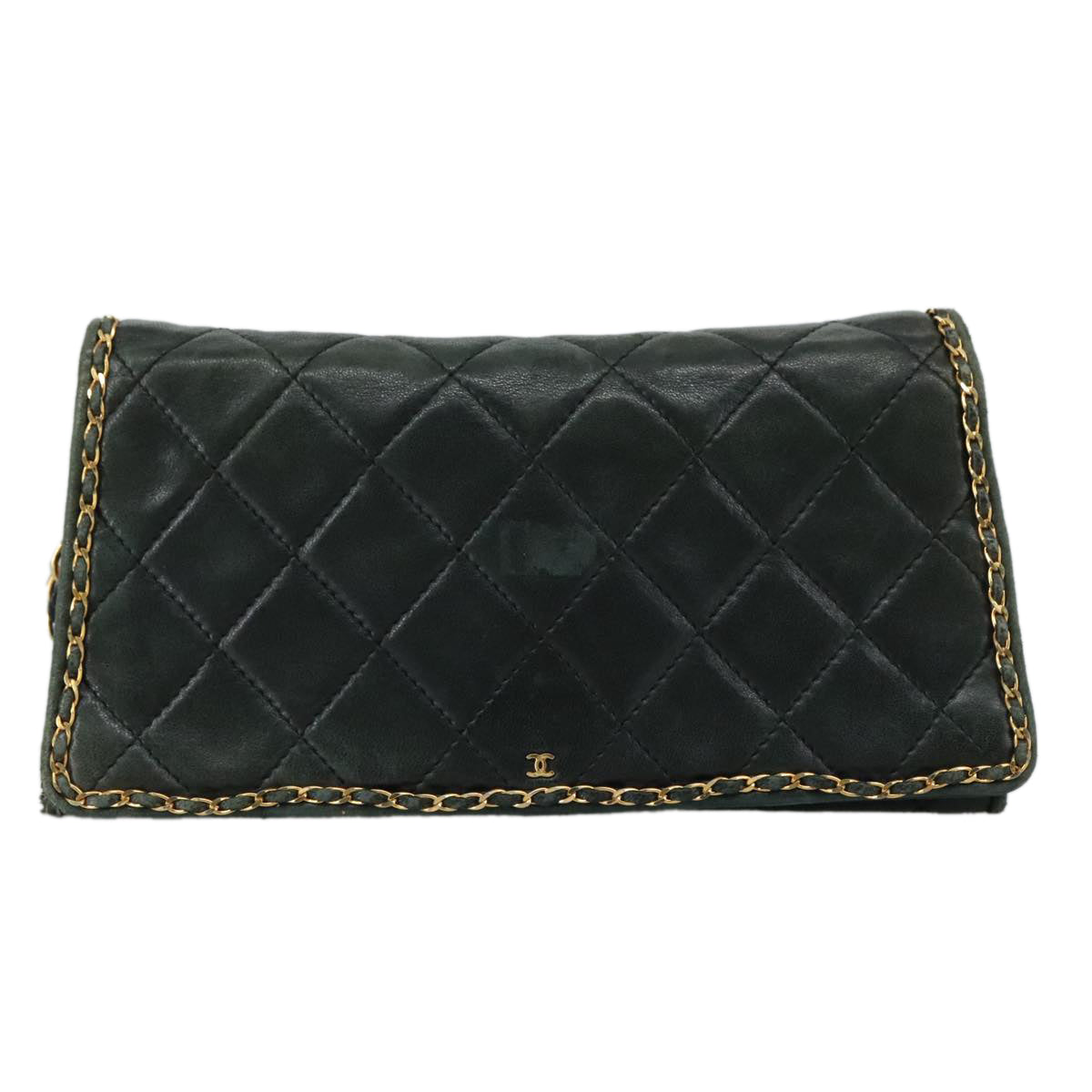 CHANEL Chain Shoulder Bag Leather Black CC Auth 106420