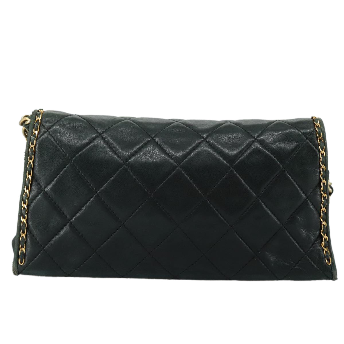 CHANEL Chain Shoulder Bag Leather Black CC Auth 106420