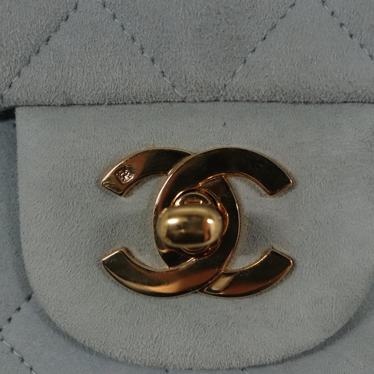 CHANEL Matelasse Chain Shoulder Bag Suede Light Blue Gold CC Auth 106433A