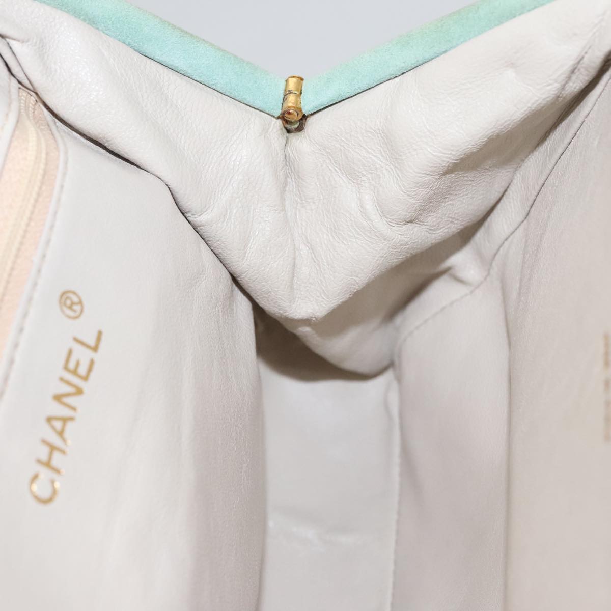 CHANEL Matelasse Hand Bag Satin Green CC Auth 106444