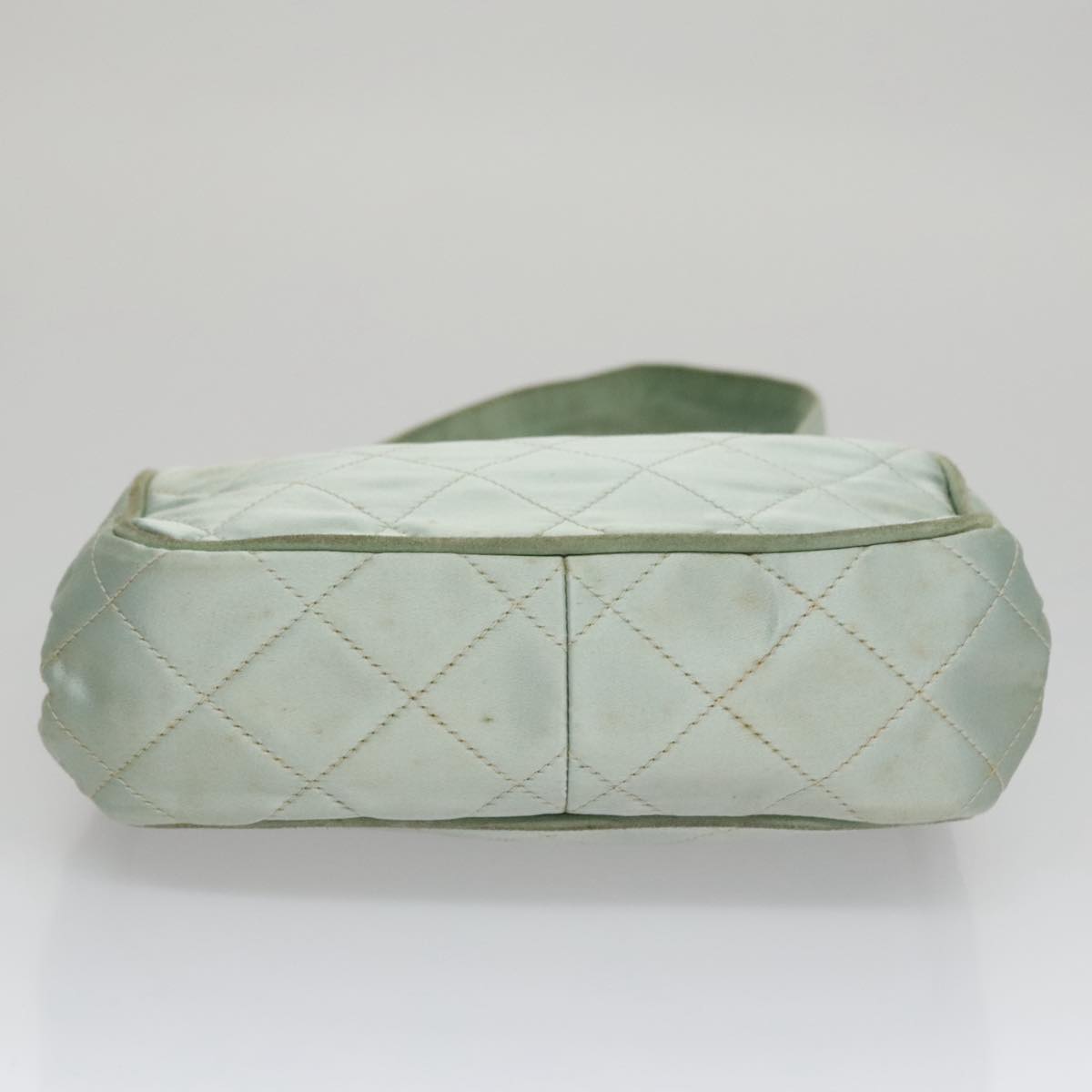 CHANEL Matelasse Hand Bag Satin Green CC Auth 106444