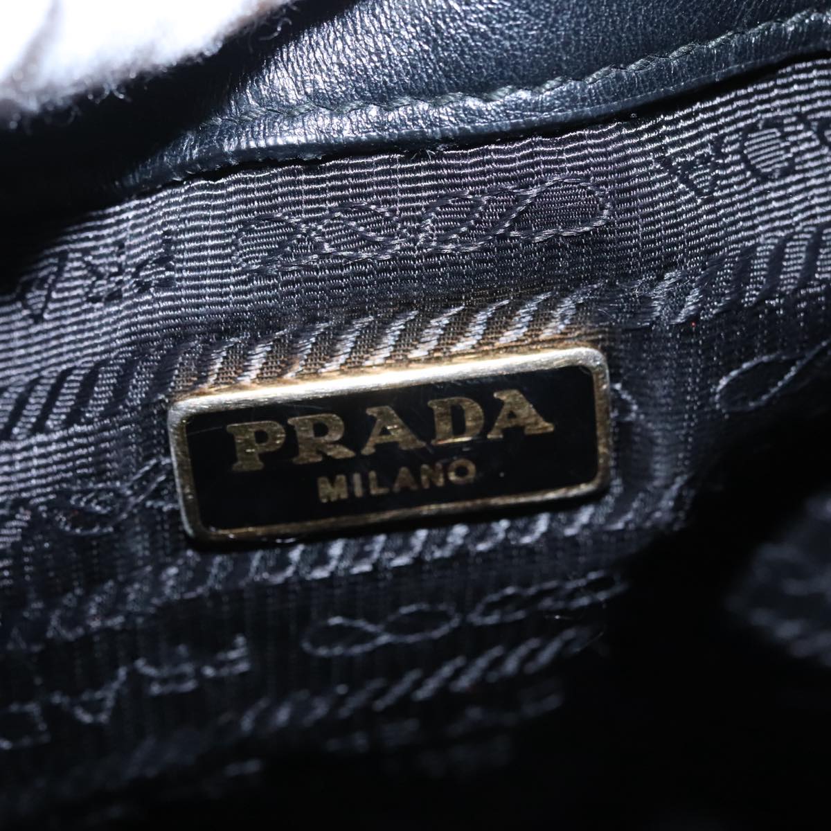 PRADA Hand Bag Leather 2way Black Gold Auth 106451AV