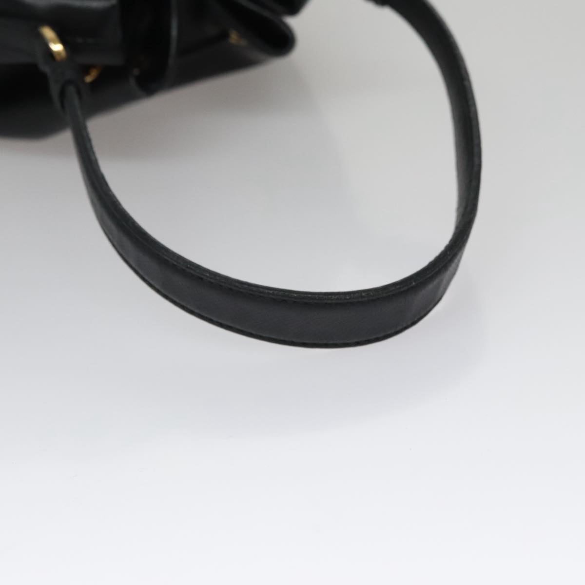 PRADA Hand Bag Leather 2way Black Gold Auth 106451AV