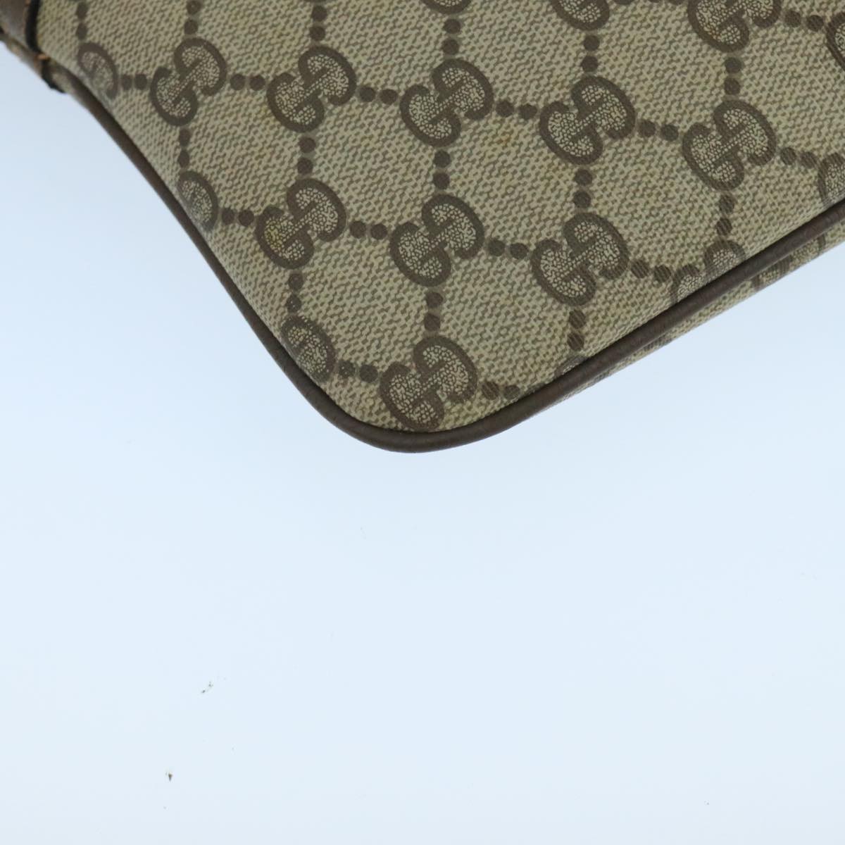 GUCCI GG Supreme Web Sherry Line Shoulder Bag Beige 904 02 047 Auth 106473